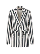 Marc Cain Collections Coats and Jackets Marc Cain Collections Navy Striped Jacket QC 34.21 W63 395 izzi-of-baslow