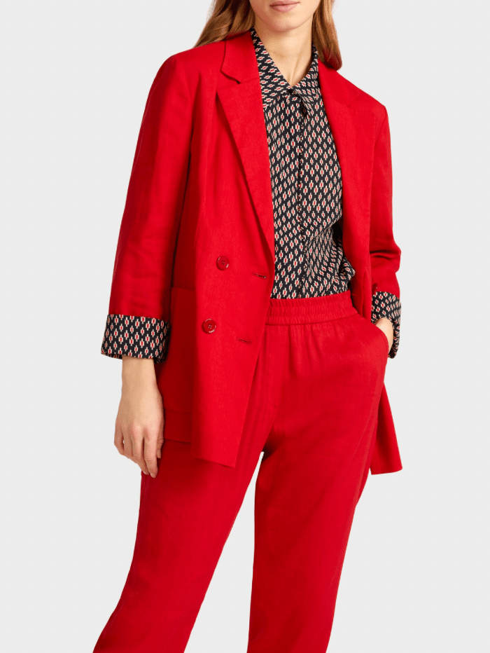 Marc Cain Collections Coats and Jackets Marc Cain Collections Red Linen Blend Jacket UC 34.18 W47 COL 273 izzi-of-baslow