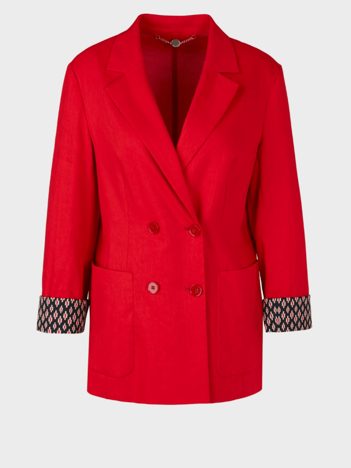 Marc Cain Collections Coats and Jackets Marc Cain Collections Red Linen Blend Jacket UC 34.18 W47 COL 273 izzi-of-baslow