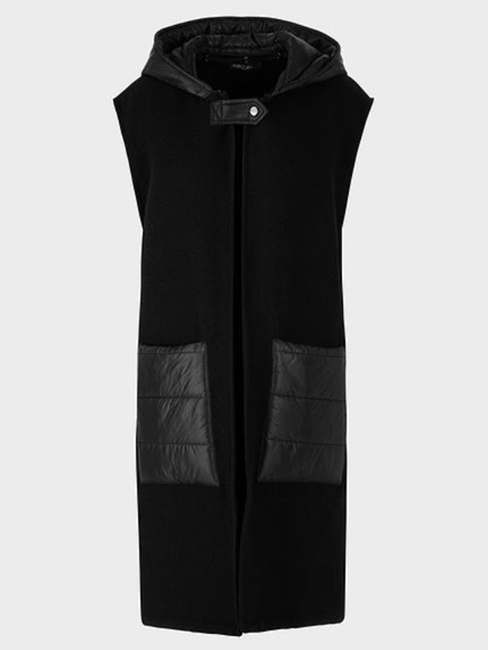 Marc Cain Collections Coats and Jackets Marc Cain Collections Wool Blend Black Long Waistcoat TC 37.04 W60 COL 900 izzi-of-baslow