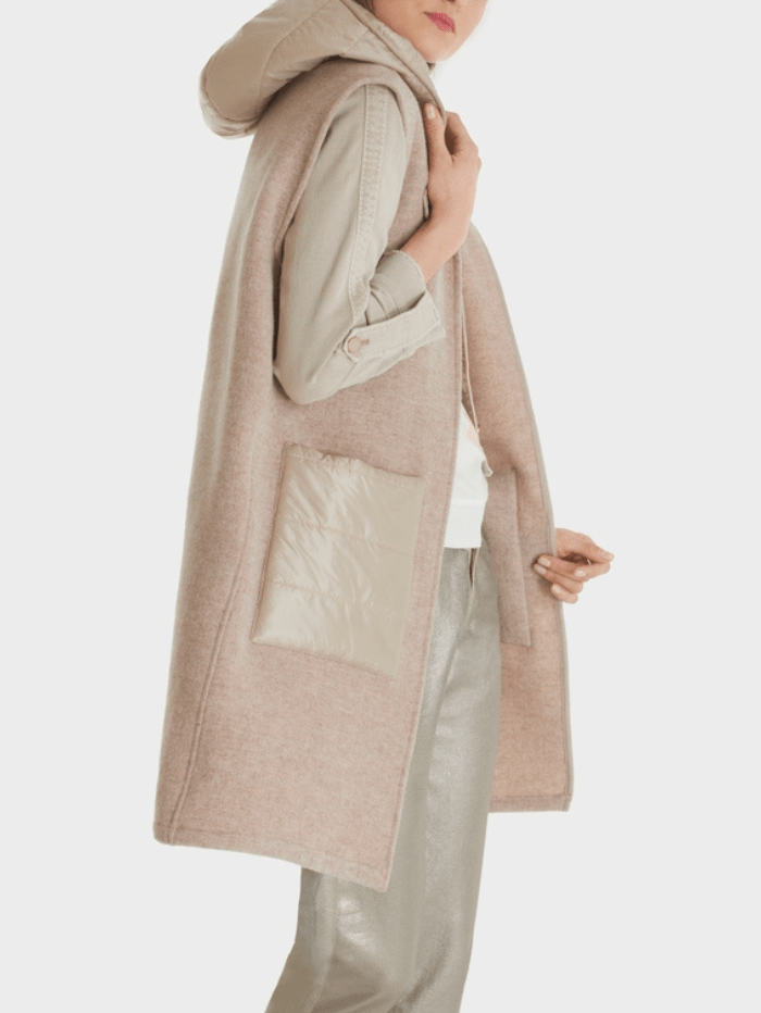 Marc Cain Collections Coats and Jackets Marc Cain Collections Wool Blend Warm Stone Long Waistcoat TC 37.04 W60 COL 646 izzi-of-baslow