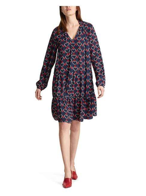 Marc Cain Collections Dresses Marc Cain Additions Heart Print Dress Space Blue MA 21.09 W09 izzi-of-baslow
