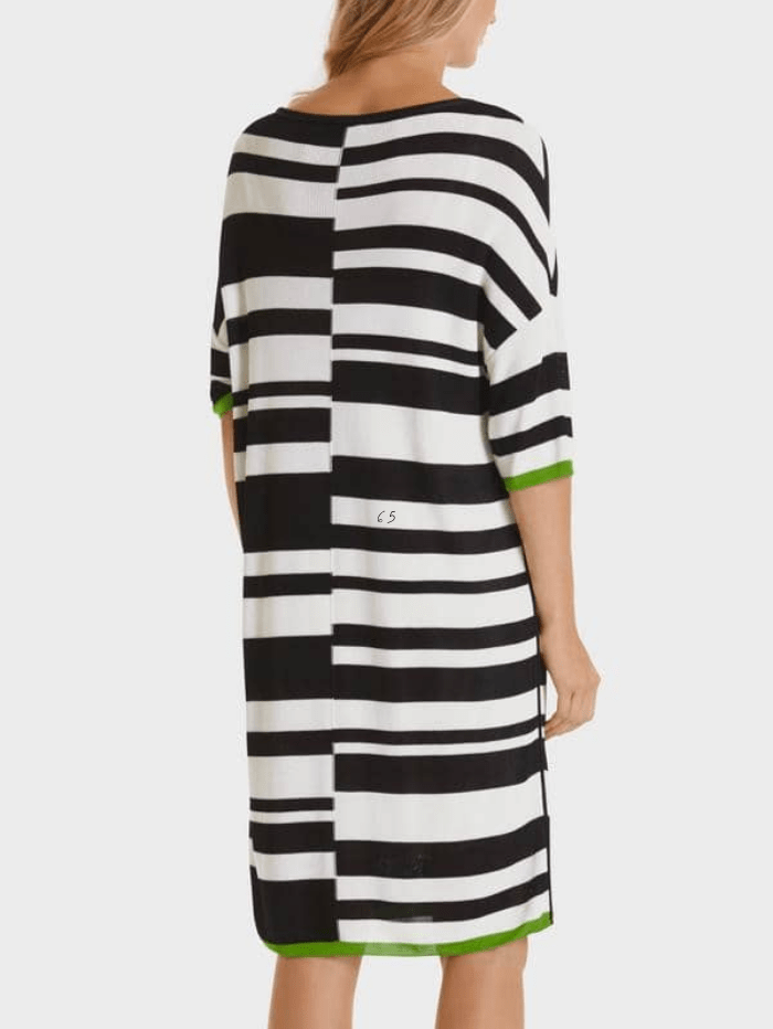 Marc Cain Collections Dresses Marc Cain Collections Black White Striped Knitted Dress SC 21.13 M16 COL 190 izzi-of-baslow
