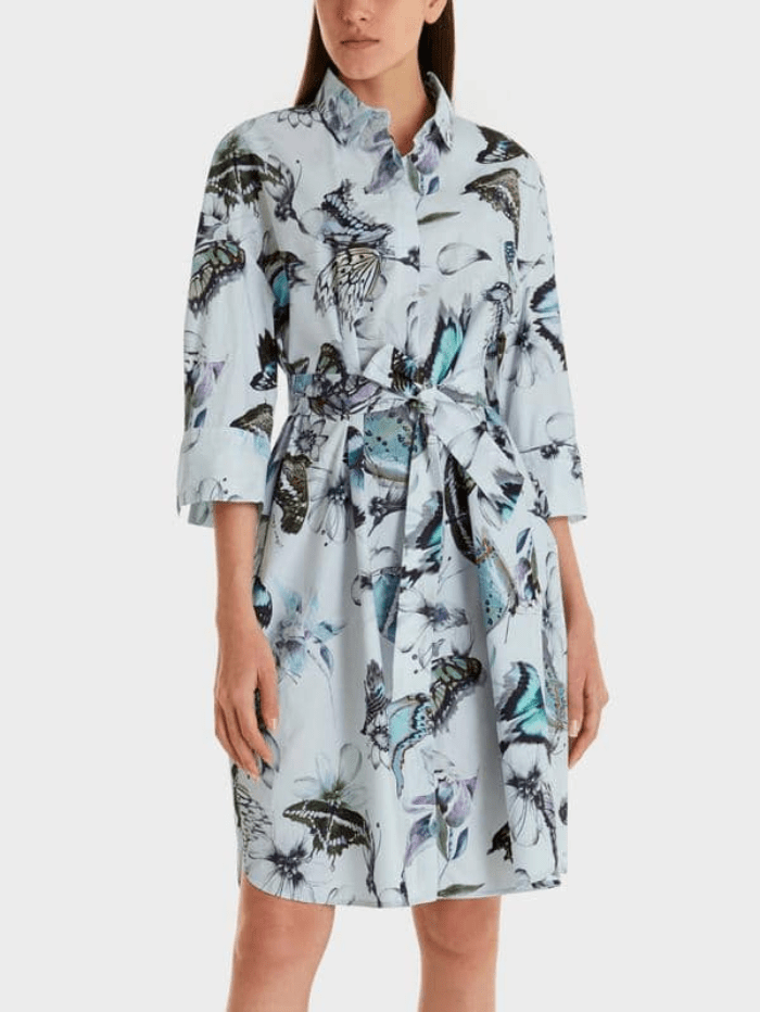 Marc Cain Collections Dresses Marc Cain Collections Blue Butterfly Shirt Dress SC 21.44 W09 COL 302 izzi-of-baslow