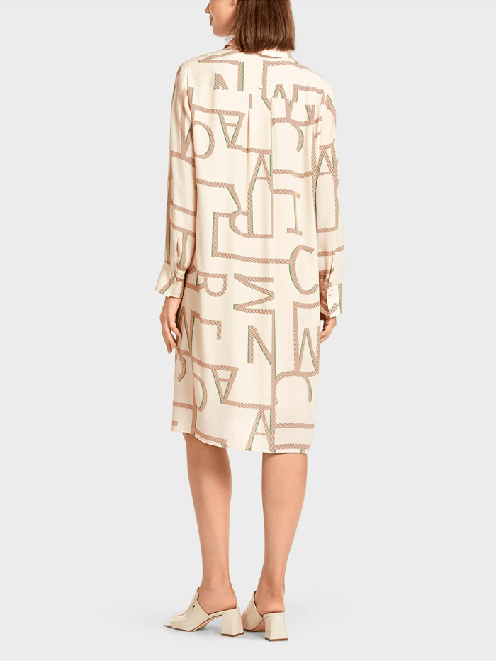 Marc Cain Collections Dresses Marc Cain Collections Cream Printed Shirt Dress UC 21.37 W38 COL 131 izzi-of-baslow