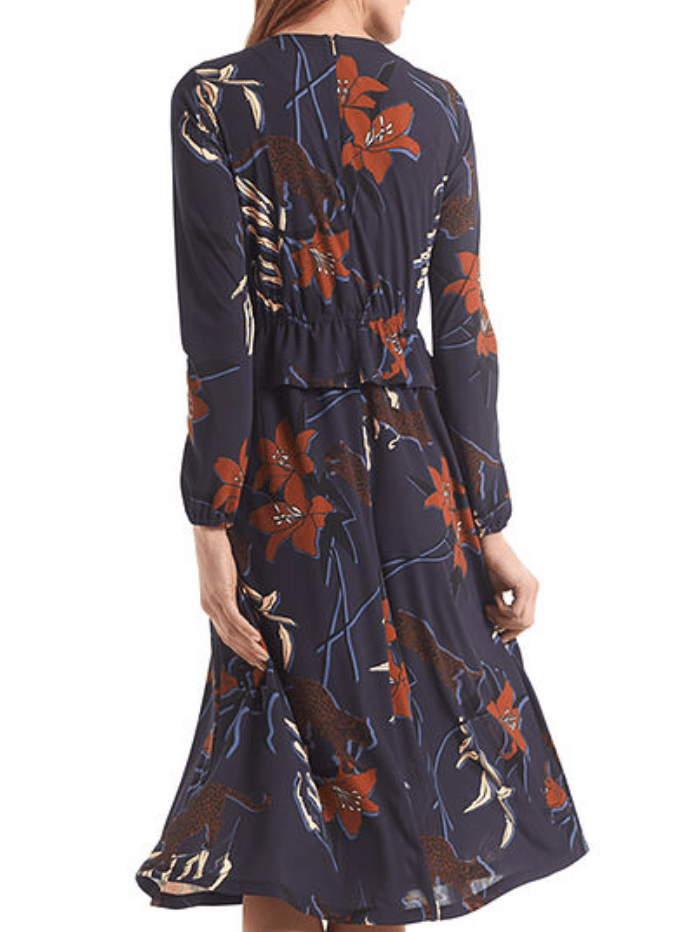Marc Cain Collections Dresses Marc Cain Collections Floral &amp; Leopard Midi Dress RC 21.27 J72 COL 797 izzi-of-baslow