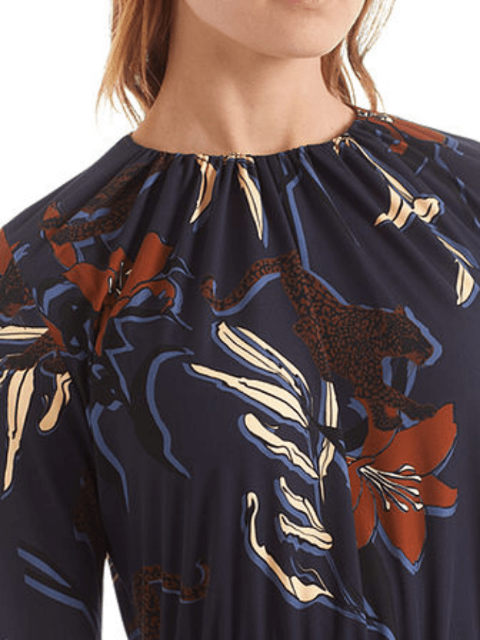 Marc Cain Collections Dresses Marc Cain Collections Floral &amp; Leopard Midi Dress RC 21.27 J72 COL 797 izzi-of-baslow