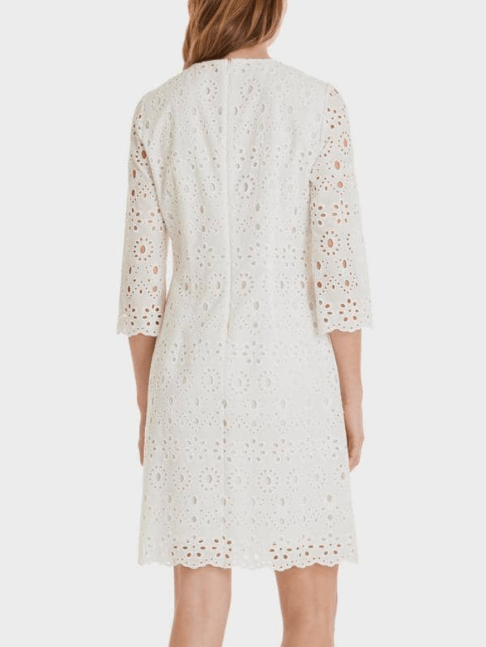 Marc Cain Collections Dresses Marc Cain Collections White Floral Broderie Anglaise Dress SC 21.51 W16 110 izzi-of-baslow