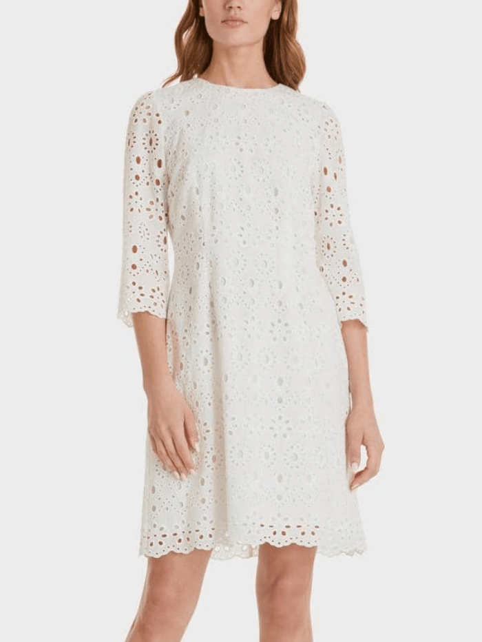 Marc Cain Collections Dresses Marc Cain Collections White Floral Broderie Anglaise Dress SC 21.51 W16 110 izzi-of-baslow