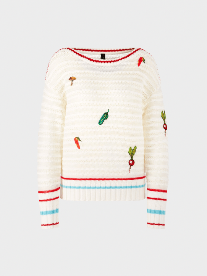 Marc Cain Collections Jumper Marc Cain Collections Sweater With Veggie Appliqué TC 41.07 M54 COL 110 izzi-of-baslow