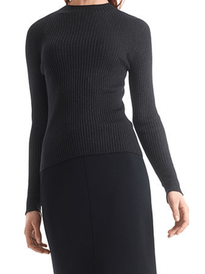 Marc Cain Collections Knitwear 1 / 395 Marc Cain Collections Midnight Blue Ribbed Knit Glitter Sweater RC 41.06 M54 COL 395 izzi-of-baslow