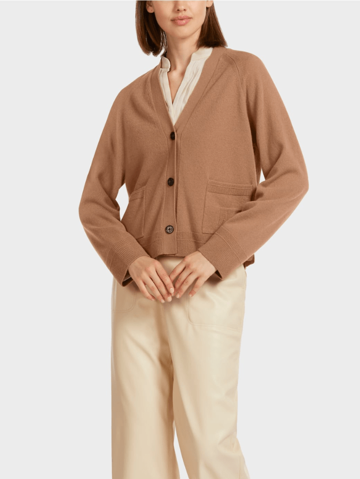 Marc Cain Collections Knitwear Marc Cain Collections Camel Wool Cardigan UC 39.03 M51 COL 619 izzi-of-baslow