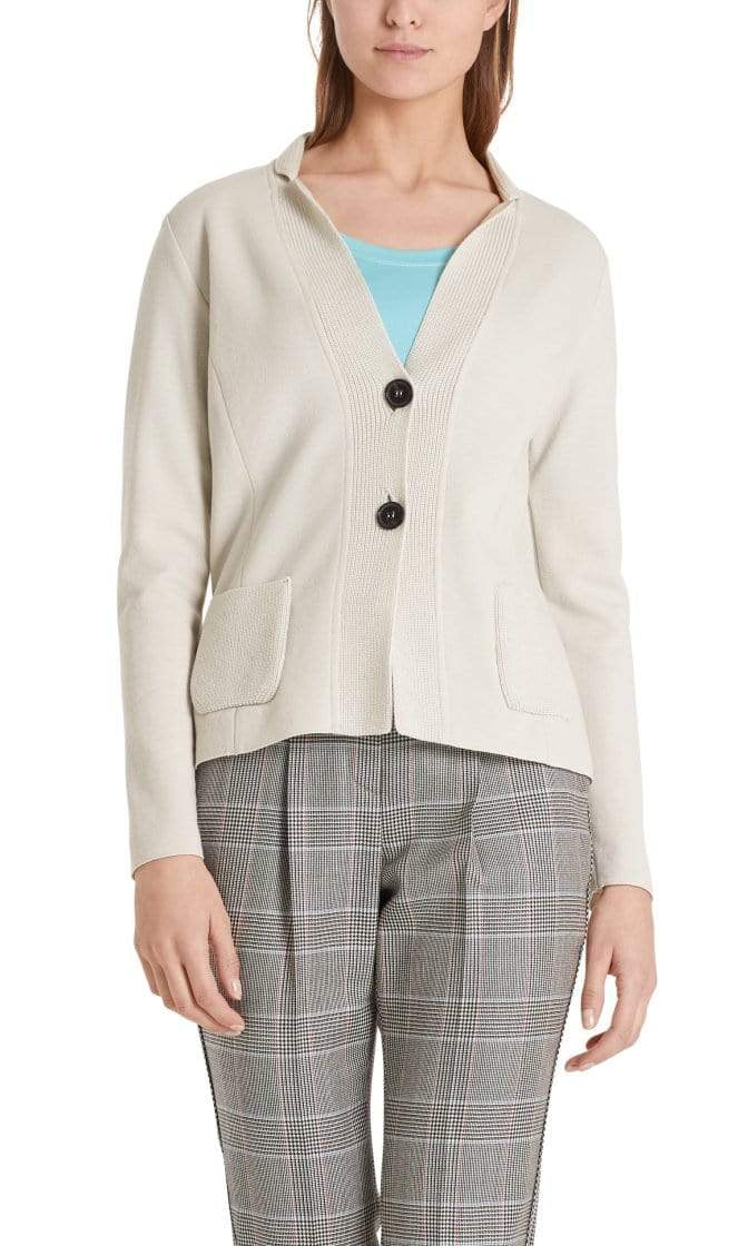 Marc Cain Collections Knitwear Marc Cain Collections Knitted Blazer in Moon Rock PC 34.02 M28 izzi-of-baslow