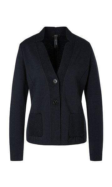 Marc Cain Collections Knitwear Marc Cain Collections Knitted Blazer Midnight Blue PC 34.02 M28 izzi-of-baslow
