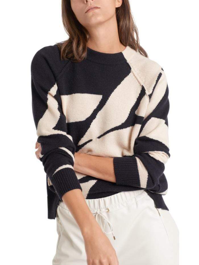 Marc Cain Collections Knitwear Marc Cain Collections Striking Navy and Cream Jumper QC 41.10 M02 145 izzi-of-baslow