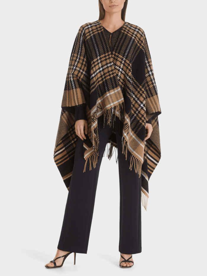 Marc Cain Collections Knitwear One Size/3 / 900 Marc Cain Collections Houndstooth Cape TC 14.06 W21 COL 900 izzi-of-baslow