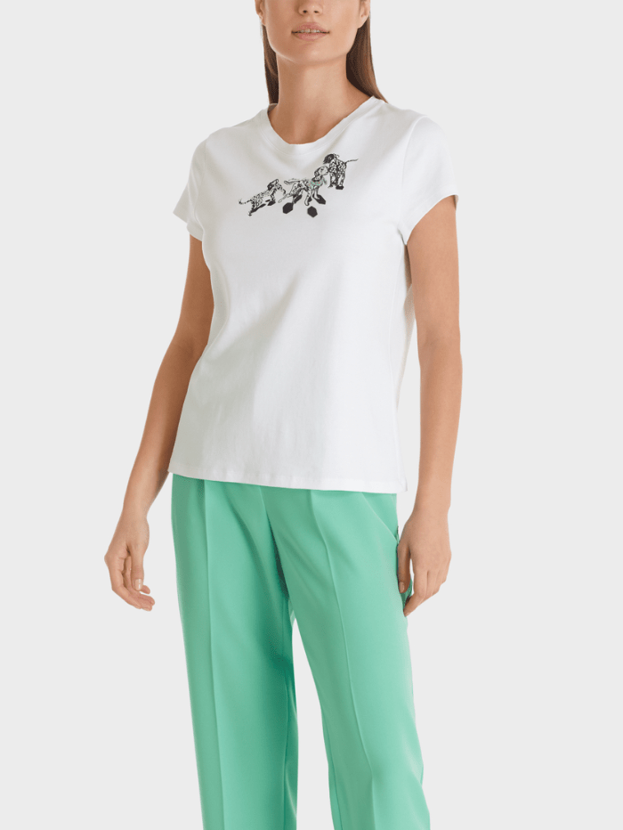 Marc Cain Collections TOP Marc Cain Collections White Dalmation Print T-Shirt TC 48.78 J71 COL 190 izzi-of-baslow