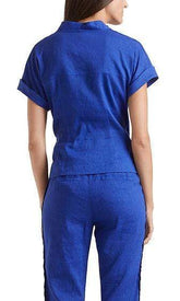 Marc Cain Collections Tops Marc Cain Blouse-style top in linen blend in Ultramarine NC 55.21 W47 363 izzi-of-baslow