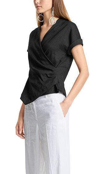 Marc Cain Collections Tops Marc Cain Blouse-style top in linen blend LC 56.03 W47 izzi-of-baslow