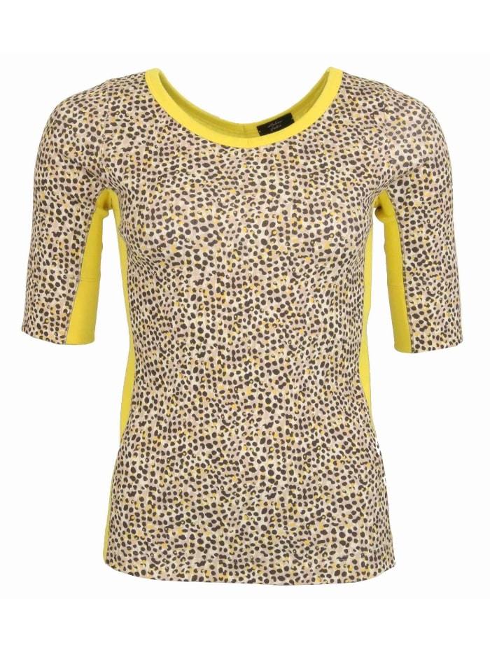 Marc Cain Collections Tops Marc Cain Collections Animal Print T-shirt  Yellow Trim NC 48.58 J43 624 izzi-of-baslow