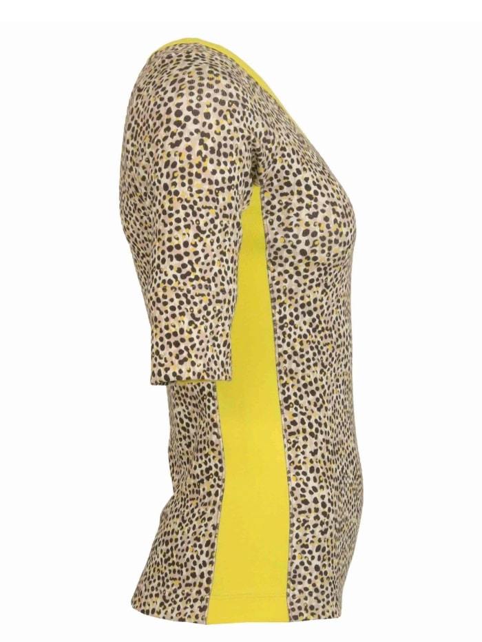 Marc Cain Collections Tops Marc Cain Collections Animal Print T-shirt  Yellow Trim NC 48.58 J43 624 izzi-of-baslow