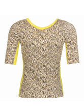 Marc Cain Collections Tops Marc Cain Collections Animal Print T-shirt  Yellow Trim NC 48.58 J43 624 izzi-of-baslow