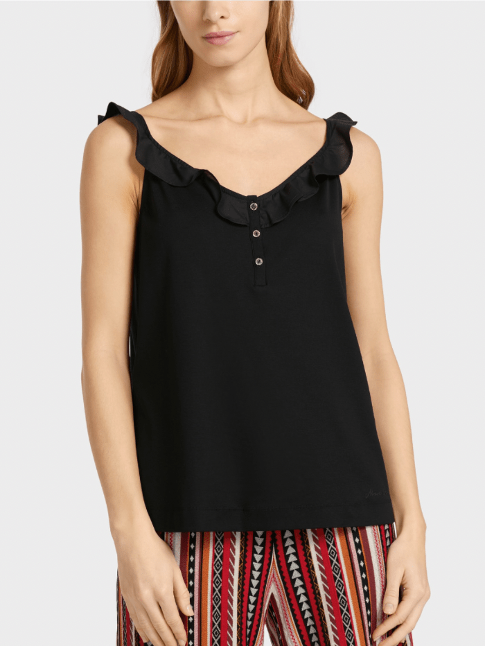 Marc Cain Collections Tops Marc Cain Collections Black Frill Top UC 61.20 J14 COL 900 izzi-of-baslow