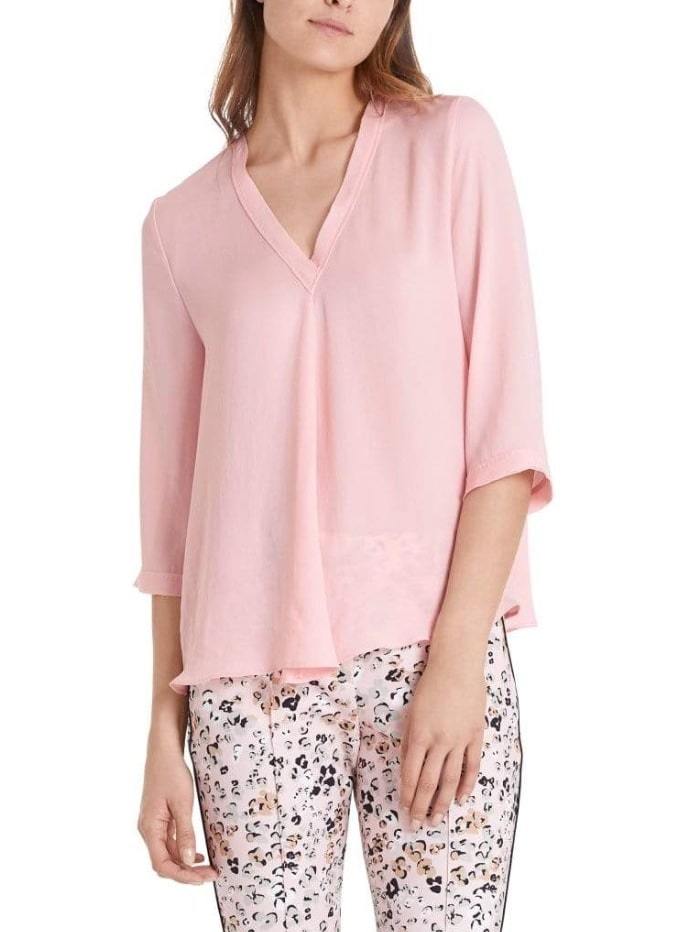 Marc Cain Collections Tops Marc Cain Collections Blouse with Lace Inserts Soft Pink PC 55.07 W39 213 izzi-of-baslow