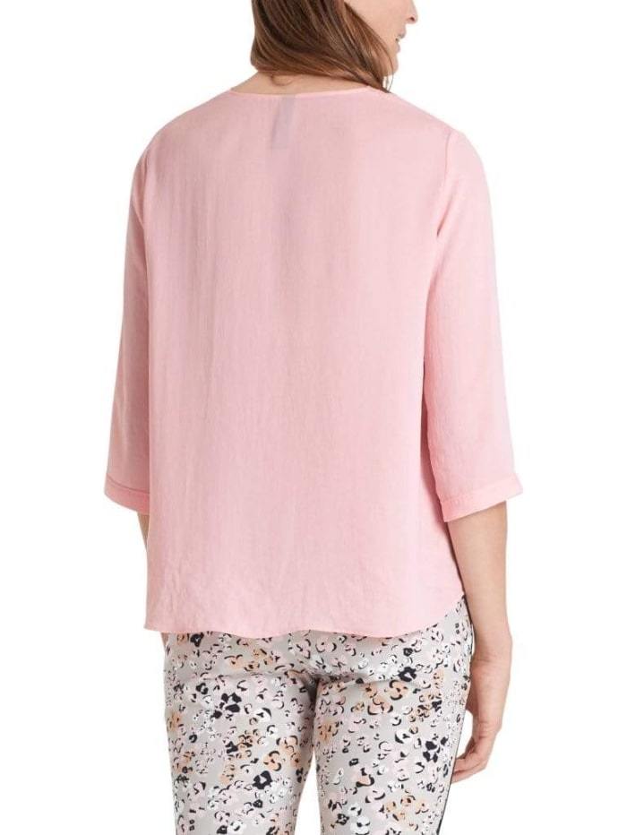 Marc Cain Collections Tops Marc Cain Collections Blouse with Lace Inserts Soft Pink PC 55.07 W39 213 izzi-of-baslow