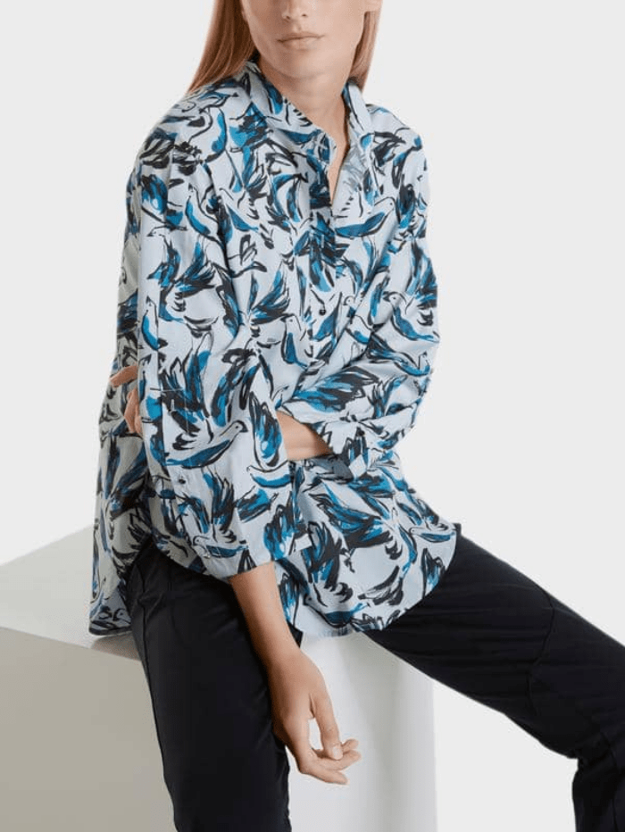 Marc Cain Collections Tops Marc Cain Collections Blue Bird Printed Top SC 51.05 W63 COL 345 izzi-of-baslow