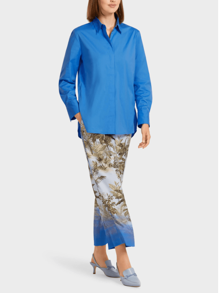 Marc Cain Collections Tops Marc Cain Collections Blue Cotton Blend Shirt UC 51.05 W71 COL 360 izzi-of-baslow