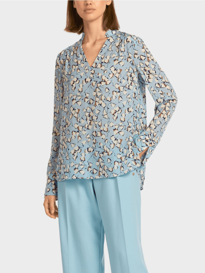 Marc Cain Collections Tops Marc Cain Collections Blue Printed Blouse UC 55.07 W34 COL 314 izzi-of-baslow