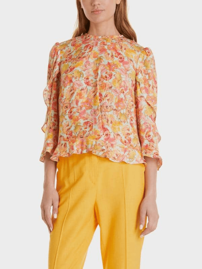 Marc Cain Collections Tops Marc Cain Collections Floral Print Ruffle Blouse SC 51.23 W98 507 izzi-of-baslow