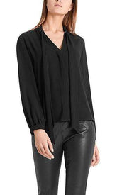 Marc Cain Collections Tops Marc Cain Collections Flowing Bow Neck Blouse Black PC 51.15 W01 900 izzi-of-baslow