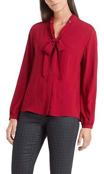 Marc Cain Collections Tops Marc Cain Collections Flowing Bow Neck Blouse Burgundy PC 51.15 W01 izzi-of-baslow