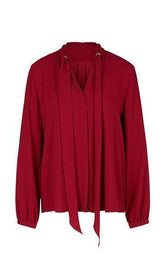 Marc Cain Collections Tops Marc Cain Collections Flowing Bow Neck Blouse Burgundy PC 51.15 W01 izzi-of-baslow