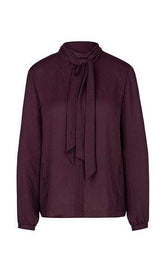 Marc Cain Collections Tops Marc Cain Collections Flowing Bow Neck Blouse Wine 298 PC 51.31 W39 izzi-of-baslow