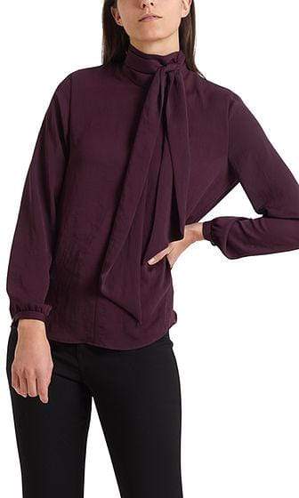 Marc Cain Collections Tops Marc Cain Collections Flowing Bow Neck Blouse Wine 298 PC 51.31 W39 izzi-of-baslow