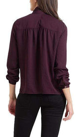 Marc Cain Collections Tops Marc Cain Collections Flowing Bow Neck Blouse Wine 298 PC 51.31 W39 izzi-of-baslow