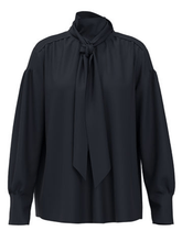 Marc Cain Collections Tops Marc Cain Collections Midnight Blue Bow Neck Blouse RC 51.10 W19 COL 395 izzi-of-baslow