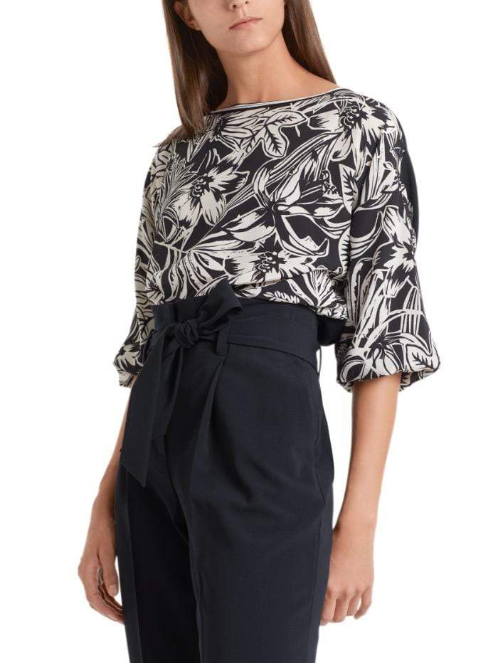 Marc Cain Collections Tops Marc Cain Collections Navy Tropical Printed Top QC 55.05 W22 izzi-of-baslow
