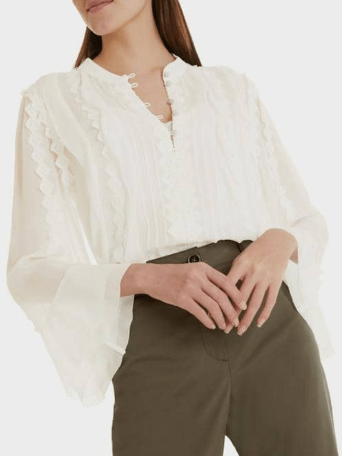Marc Cain Collections Tops Marc Cain Collections Off White Lace Blouse SC 51.27 W87 COL 110 izzi-of-baslow