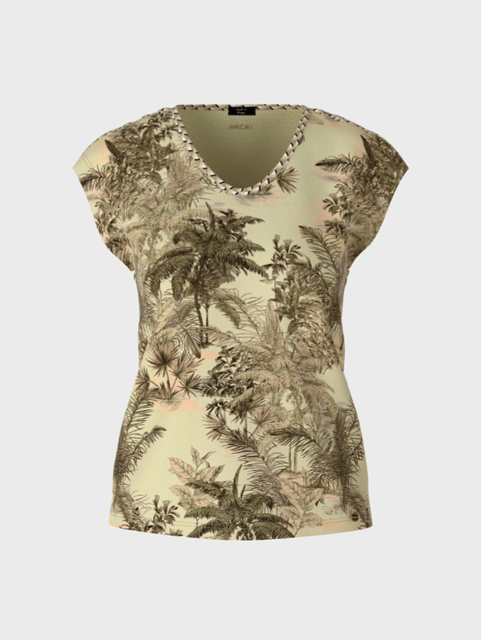 Marc Cain Collections Tops Marc Cain Collections Palm Printed T Shirt UC 48.53 J22 COL 520 izzi-of-baslow