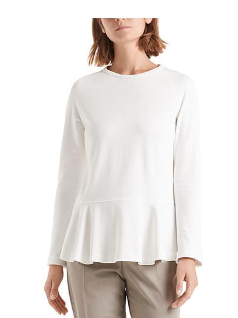 Marc Cain Collections Tops Marc Cain Collections Peplum Top With Flounce Sleeves Off-White NC 48.01 J34 izzi-of-baslow
