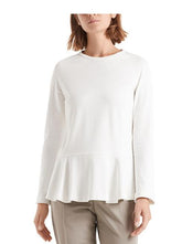 Marc Cain Collections Tops Marc Cain Collections Peplum Top With Flounce Sleeves Off-White NC 48.01 J34 izzi-of-baslow