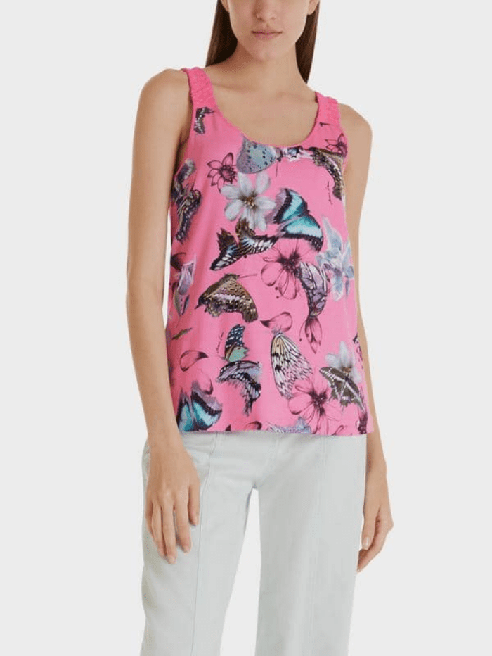 Marc Cain Collections Tops Marc Cain Collections Pink Butterfly Print Vest Top SC 61.27 J35 COL 252 izzi-of-baslow