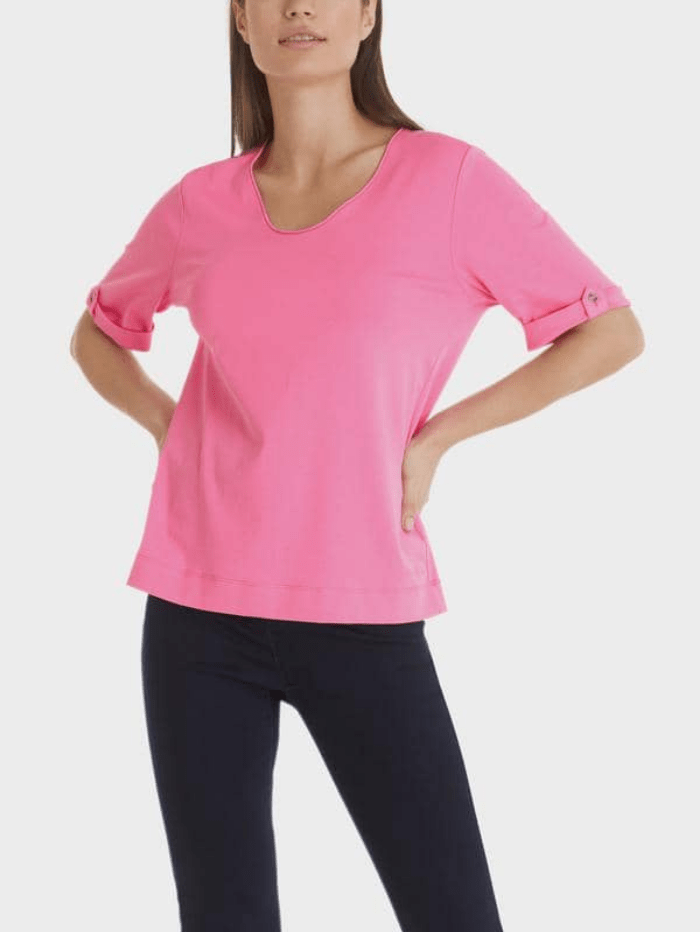Marc Cain Collections Tops Marc Cain Collections Pink Cotton Top SC 48.60 J14 COL 252 izzi-of-baslow