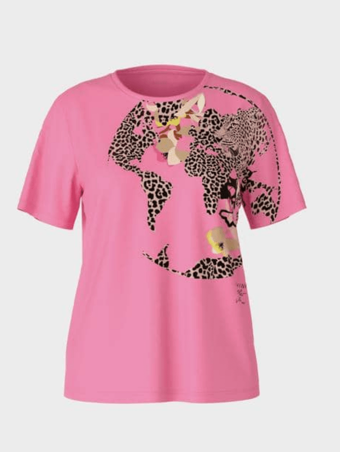 Marc Cain Collections Tops Marc Cain Collections Pink Leopard Printed T-Shirt SC 48.03 J69 COL 252 izzi-of-baslow