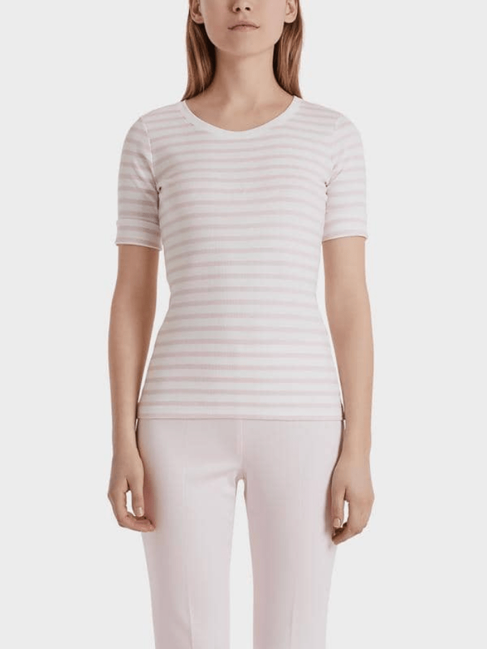 Marc Cain Collections Tops Marc Cain Collections Pink Stripped Ribbed Top +E 48.09 J91 204 izzi-of-baslow