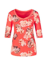Marc Cain Collections Tops Marc Cain Collections Pretty Orange Floral Printed Top RC 48.31 J71 COL 224 Tomato NP izzi-of-baslow